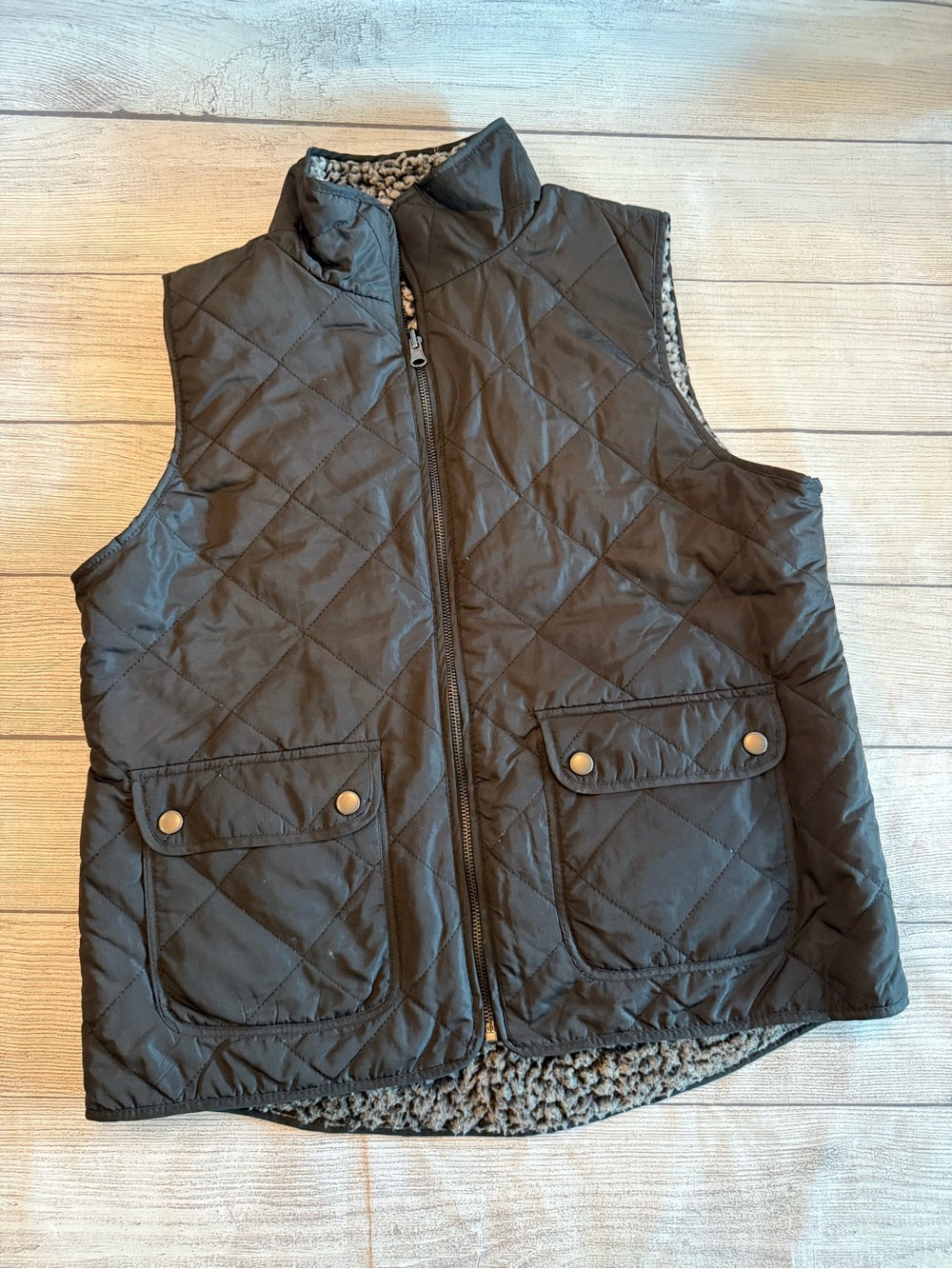 Thread & Supply Reversible Fleece Lined Quilted Vest - Black / Gray